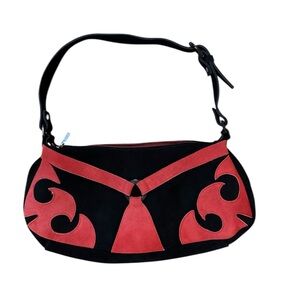 100% Suede Stylish Black and Red Women's Bag
